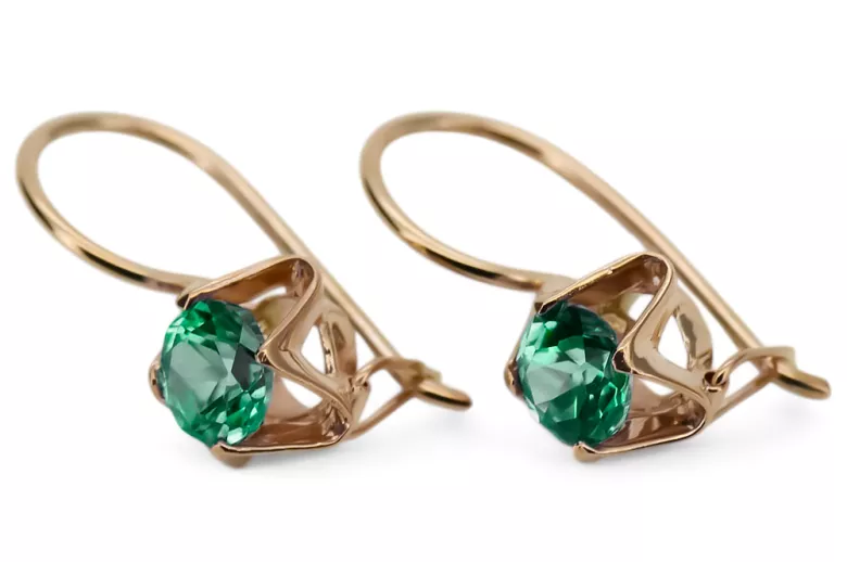 Earrings Emerald Original Vintage 14K Rose Gold Vintage vec142r